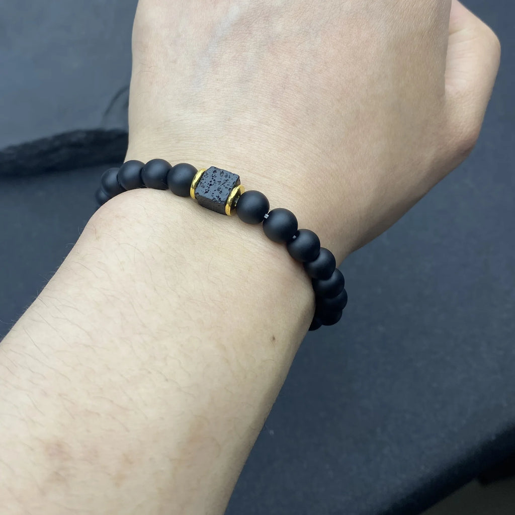 Volcanic Obsidian Bead Bracelet