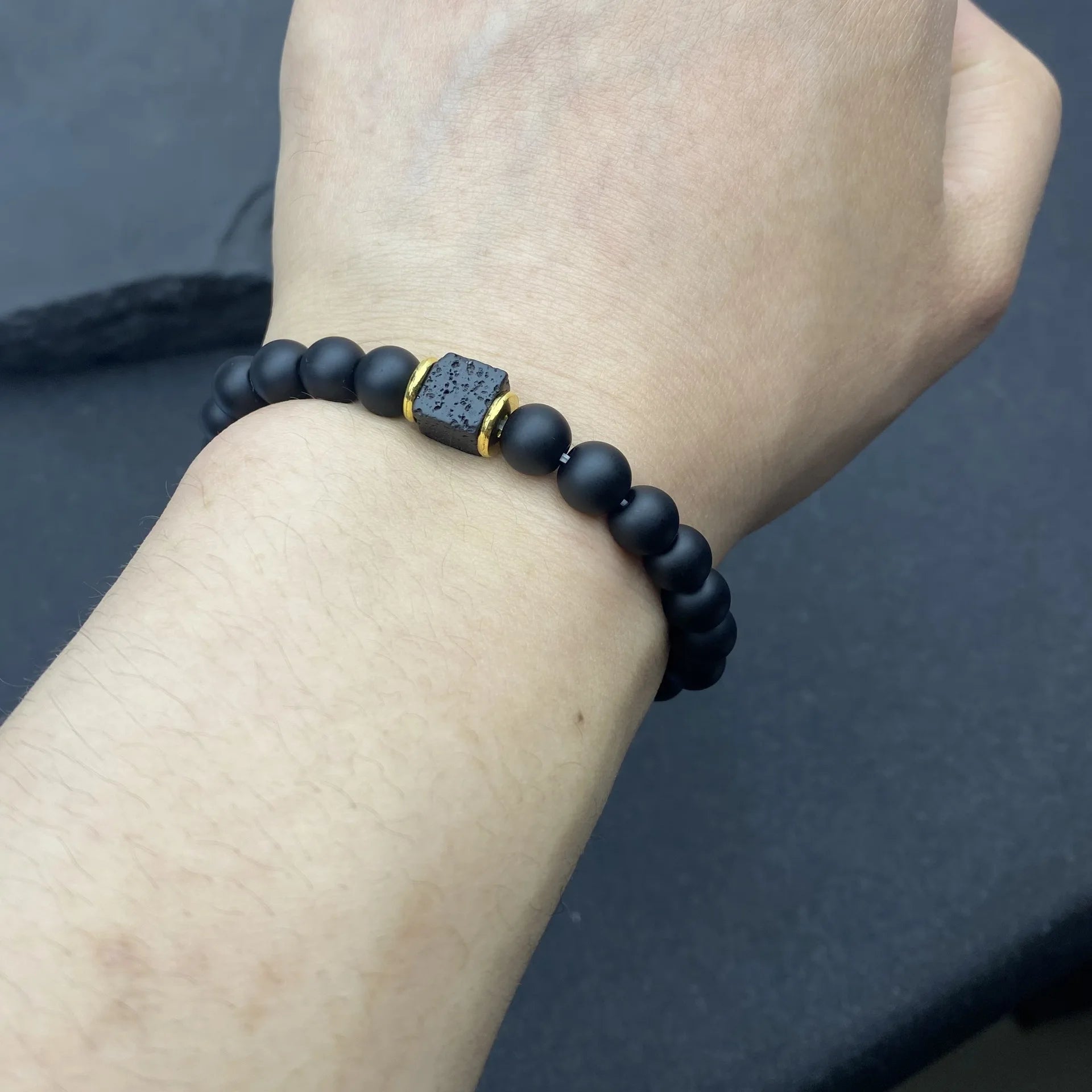 Volcanic Obsidian Bead Bracelet